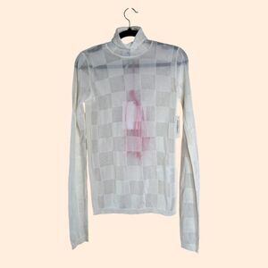 MSGM Checker Turtleneck Sweater Top